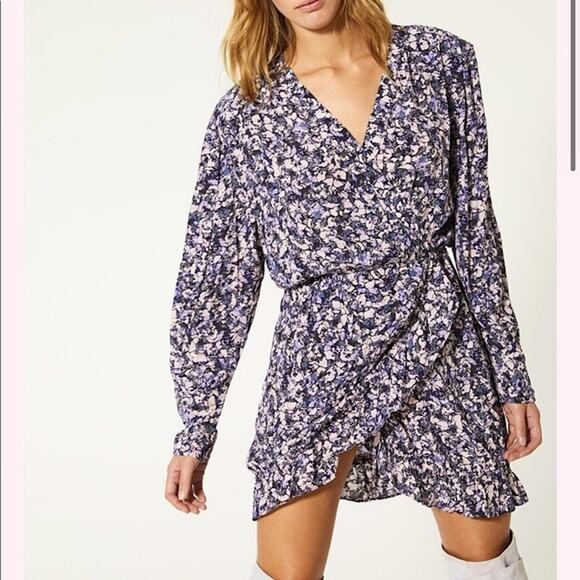 NWT IRO Brasey Abstract Print Mini Dress in Purple Floral Petals size 2 - Picture 4 of 12